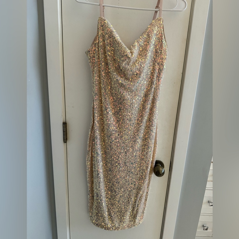 GUESS Cowlneck Sequin Dress